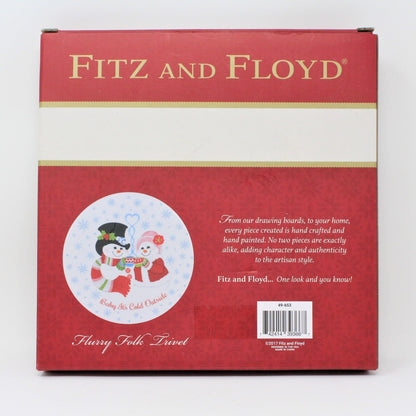 Trivet, Fitz and Floyd, Snowman, Flurry Folk, Hand Painted, New In Box