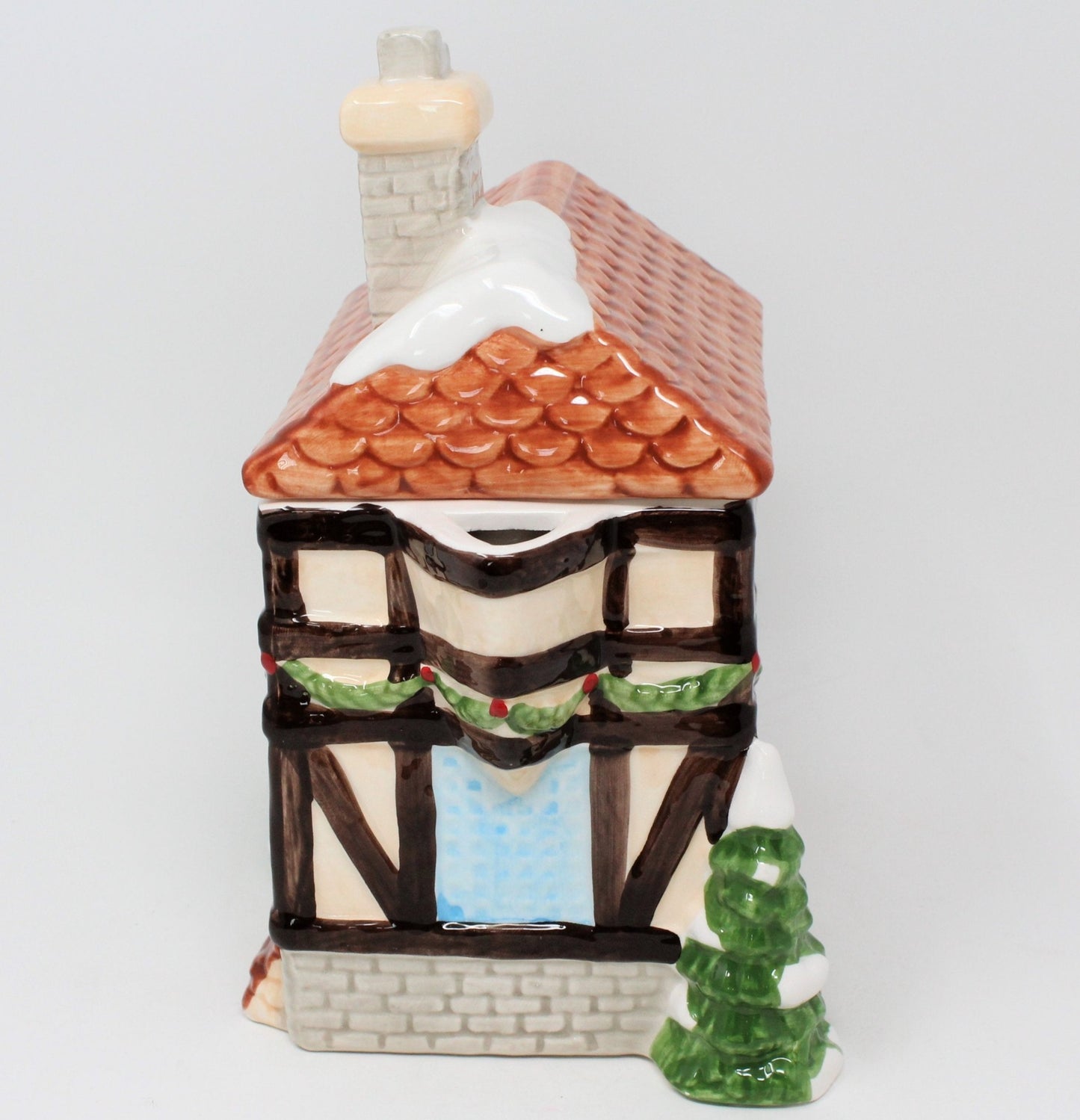 Teapot, Applause, Christmas House Shaped, Ceramic, Vintage