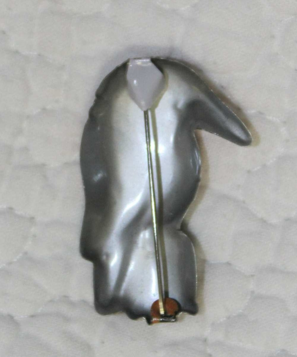 Pin, Tin Lithograph Anthropomorphic Bird Smoking Cigar, Original, Vintage