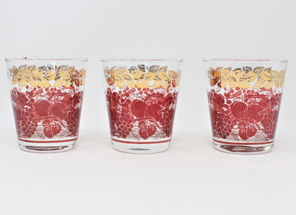 Whiskey Neat Glasses, Luminarc Verrerie D'Arques, Red Fruits, Set of 3, France, Vintage