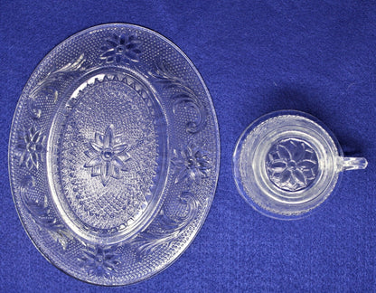 Snack Sets, Indiana Glass, Sandwich Pattern, Set of 2, Vintage