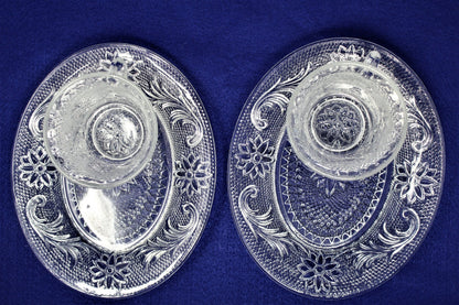 Snack Sets, Indiana Glass, Sandwich Pattern, Set of 2, Vintage