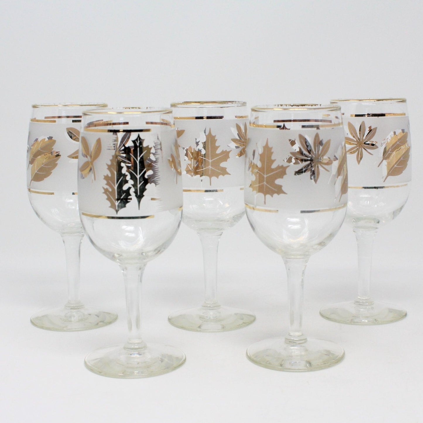 Cocktail Glasses, Starlyte 59-W (Golden Foliage), Set of 5, Vintage