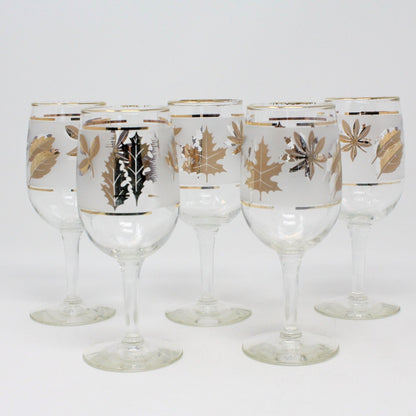 Glasses, Cocktail Stemware, Starlyte 59-W (Golden Foliage), Set of 5, Vintage