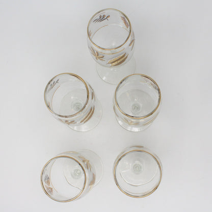 Cocktail Glasses, Starlyte 59-W (Golden Foliage), Set of 5, Vintage