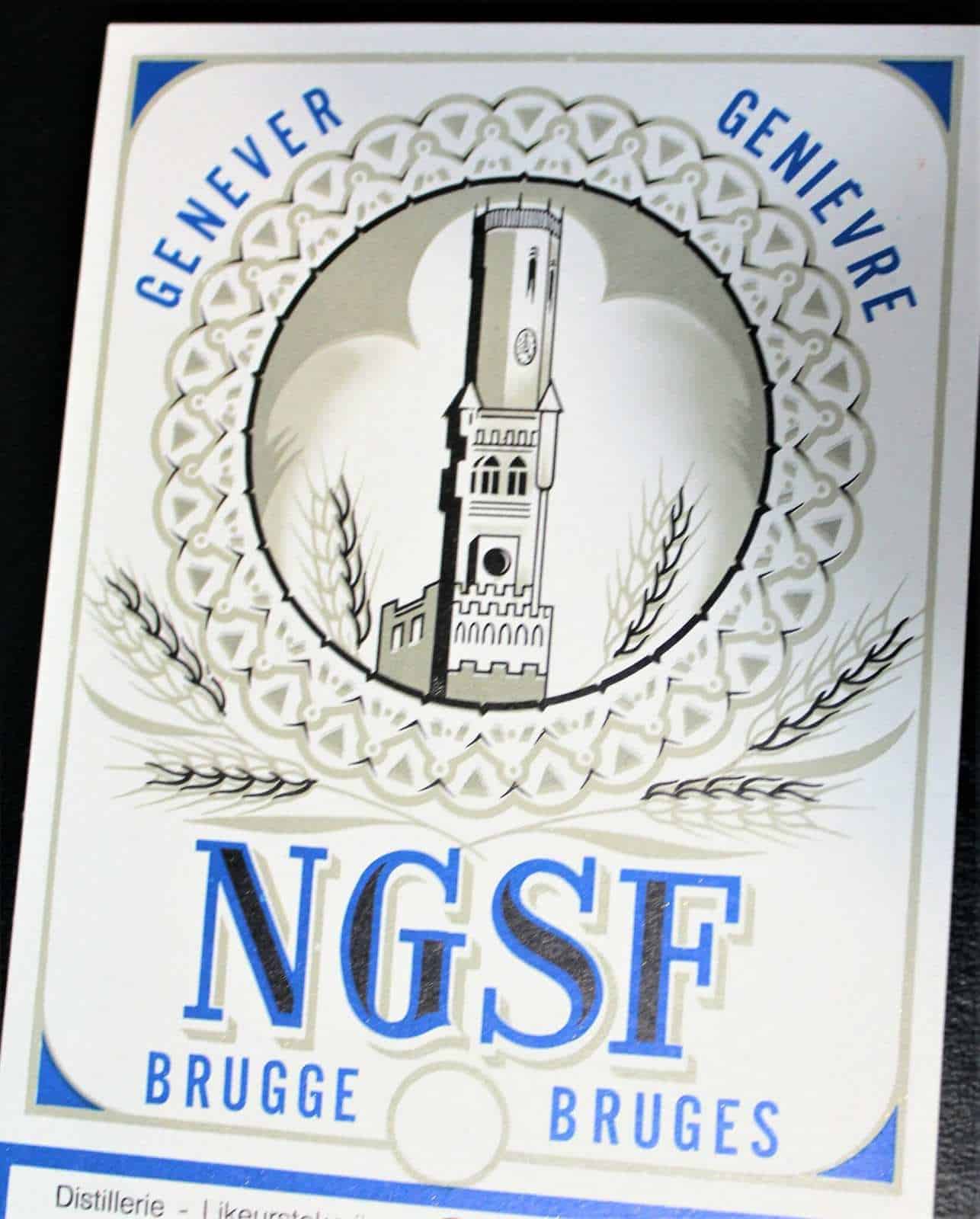 Liquor Label, NGSF Brugge, Bruges Maison J. Desmet-Maertens- Blue, Vintage