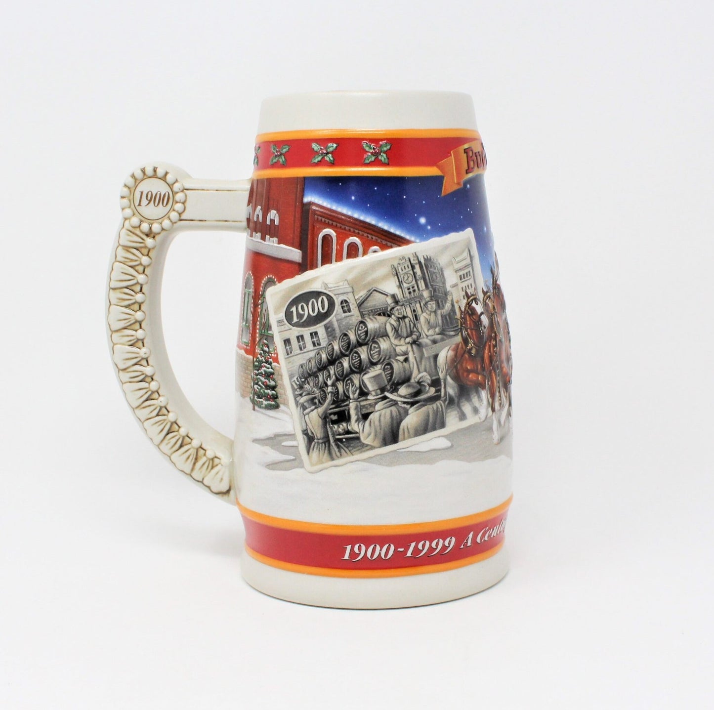 Beer Stein, Budweiser 100th Anniversary Holiday, A Century of Tradition 1999