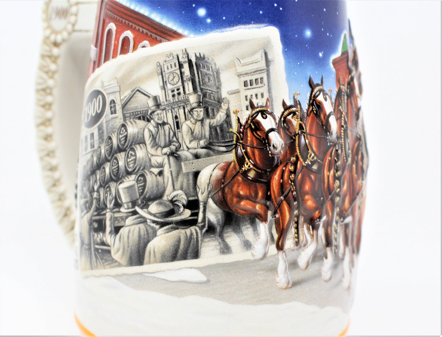 Beer Stein, Budweiser 100th Anniversary Holiday, A Century of Tradition 1999