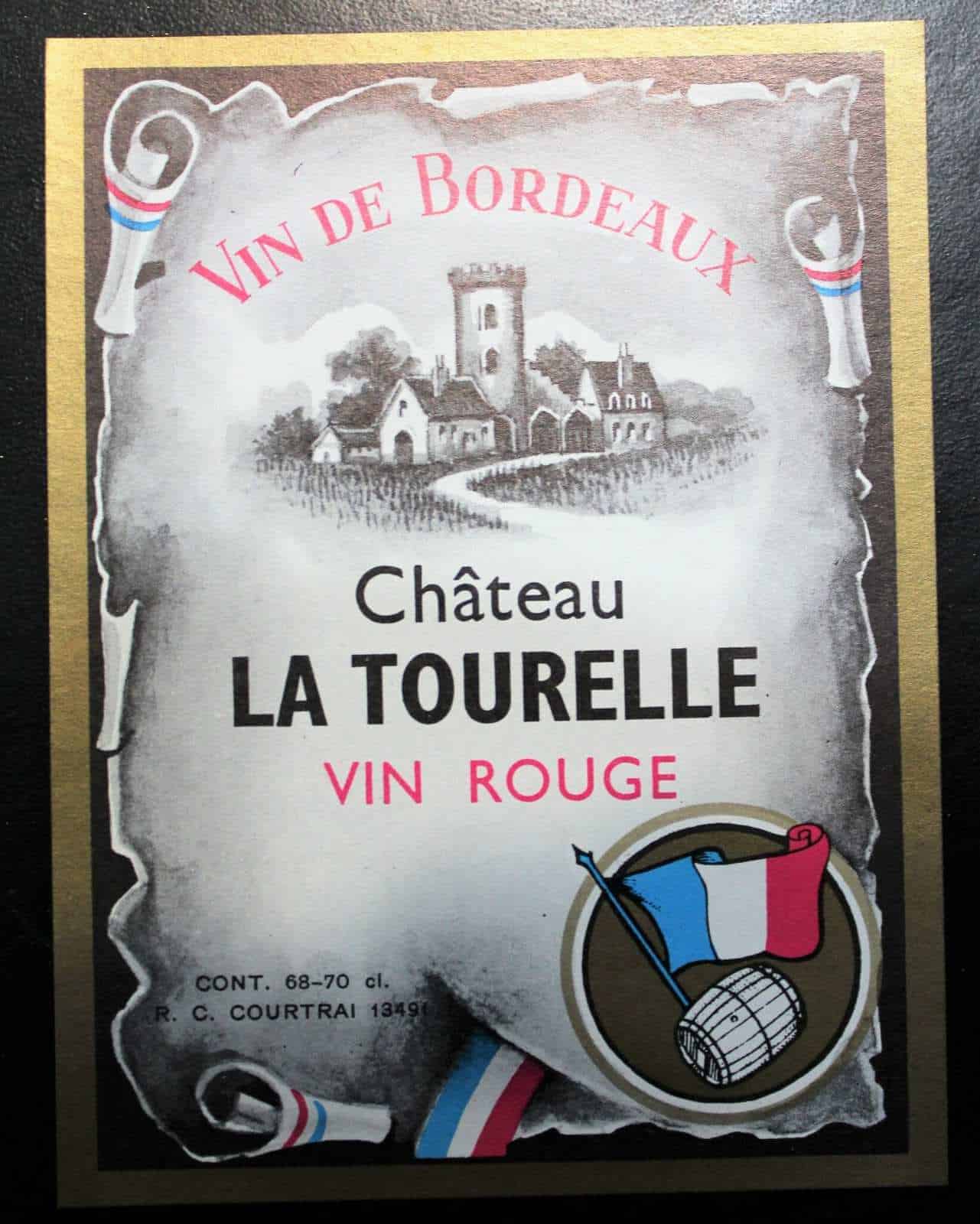 Wine Label, French Chateau La Tourelle Vin Rouge, NOS, Vintage
