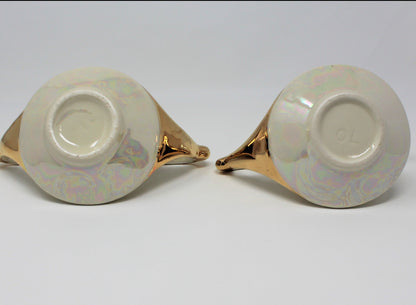 Creamer & Open Sugar, Pearl China, Iridescent Lusterware, Vintage