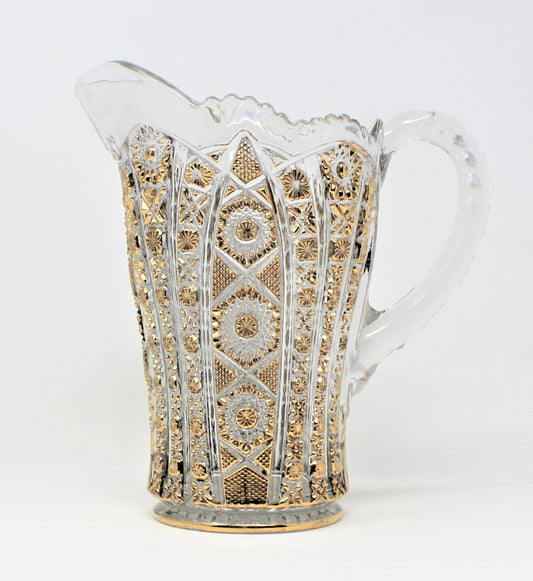Pitcher, Imperial Glass, Pressed Bellaire / Octagon Gold, Vintage