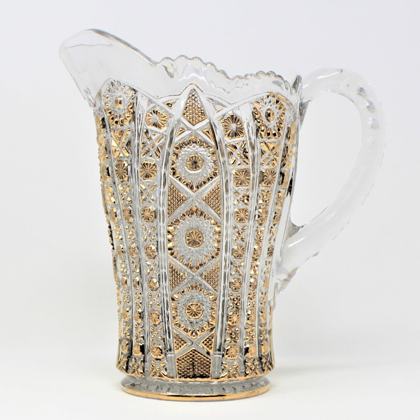 Pitcher, Imperial Glass, Pressed Bellaire / Octagon Gold, Antique