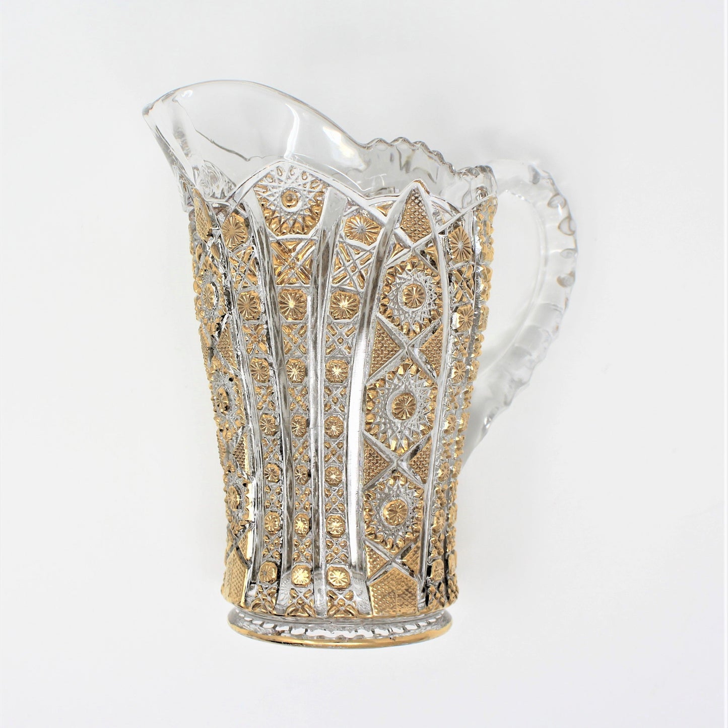 Pitcher, Imperial Glass, Pressed Bellaire / Octagon Gold, Antique