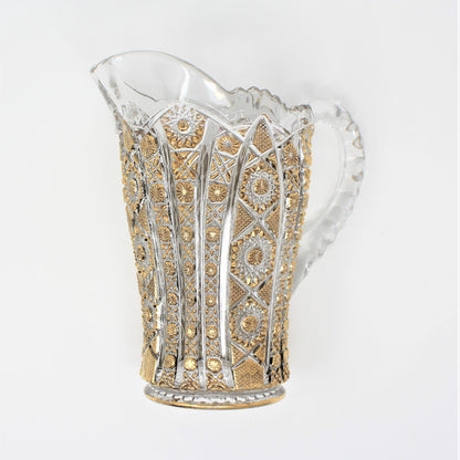 Pitcher, Imperial Glass, Pressed Bellaire / Octagon Gold, Antique