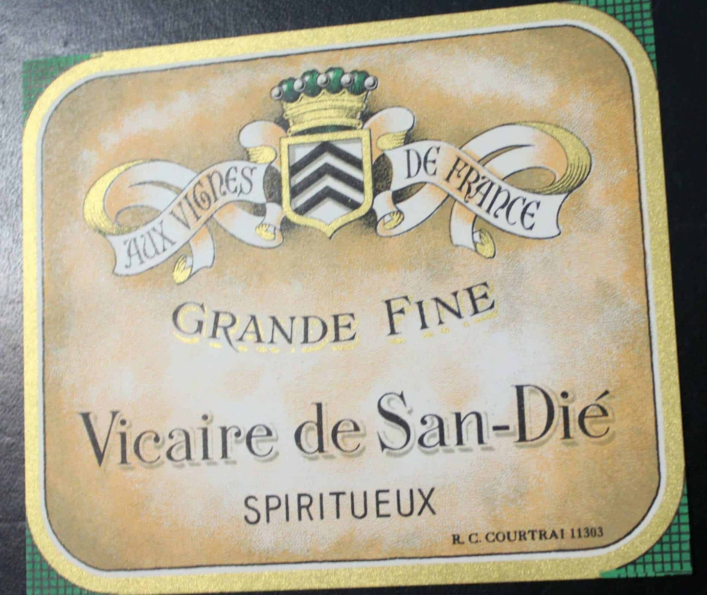 Wine Label, French Vicaire de San-Die, Original Lithograph, NOS Vintage
