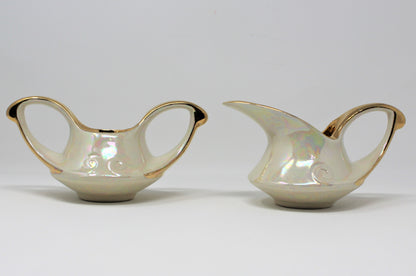 Creamer & Open Sugar, Pearl China, Iridescent Lusterware, Vintage