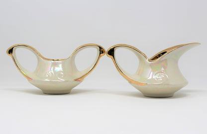 Creamer & Open Sugar, Pearl China, Iridescent Lusterware, Vintage