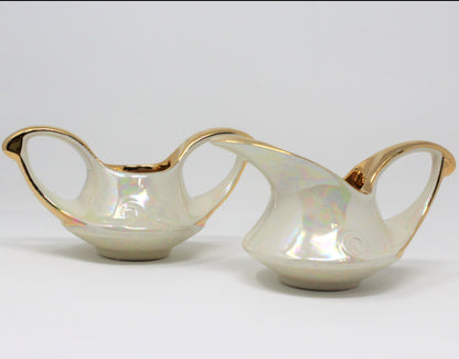 Creamer & Open Sugar, Pearl China, Iridescent Lusterware, Vintage