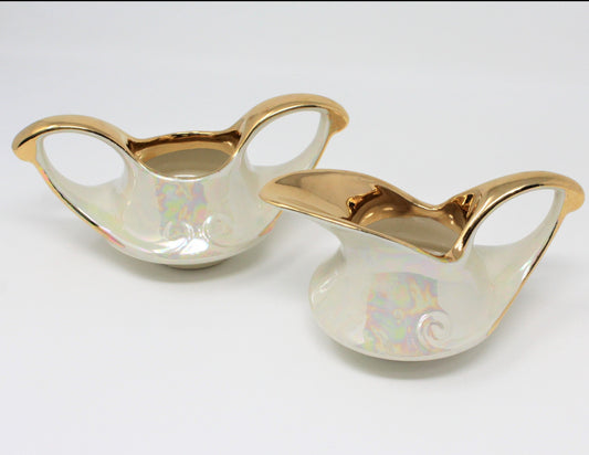 Creamer & Open Sugar, Pearl China, Iridescent Lusterware, Vintage