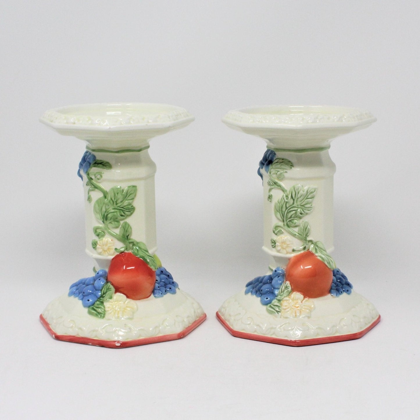 Candle Holders, Avon, Sweet Country Harvest, Set of 2, Ceramic