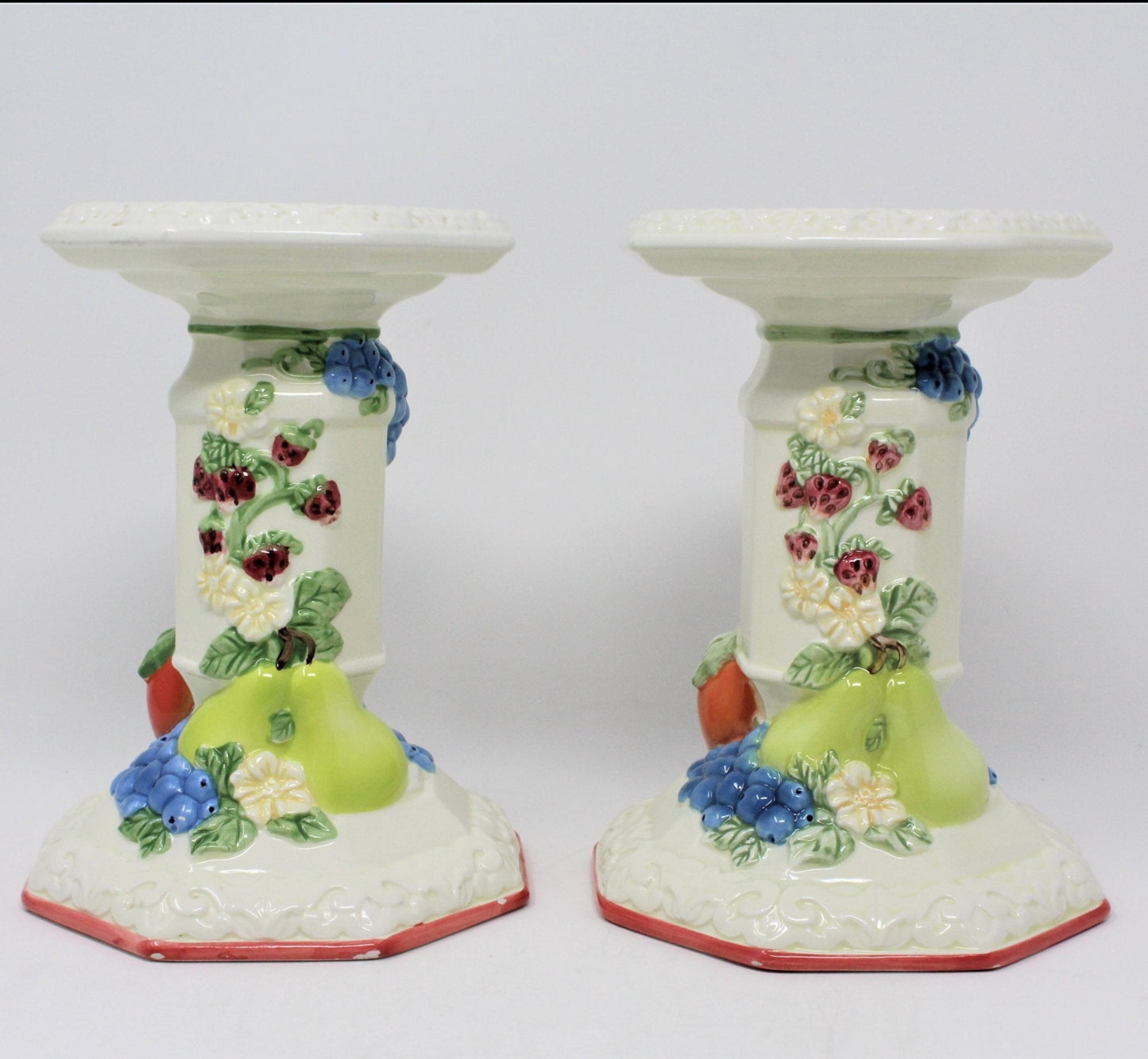 Candle Holders, Avon, Sweet Country Harvest, Set of 2, Ceramic