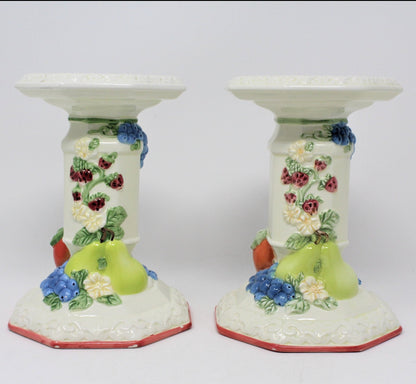 Candle Holders, Avon, Sweet Country Harvest, Set of 2, Ceramic