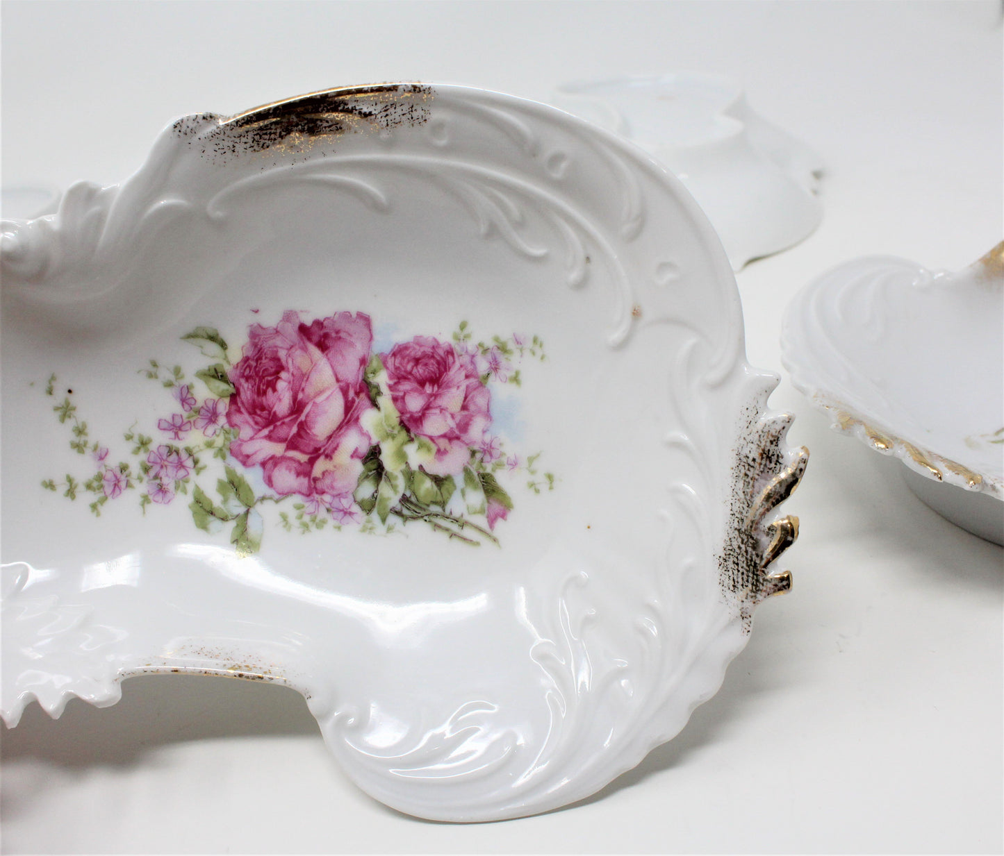 Bone Dishes, Pink Roses, Bavaria, Set of 6, Vintage