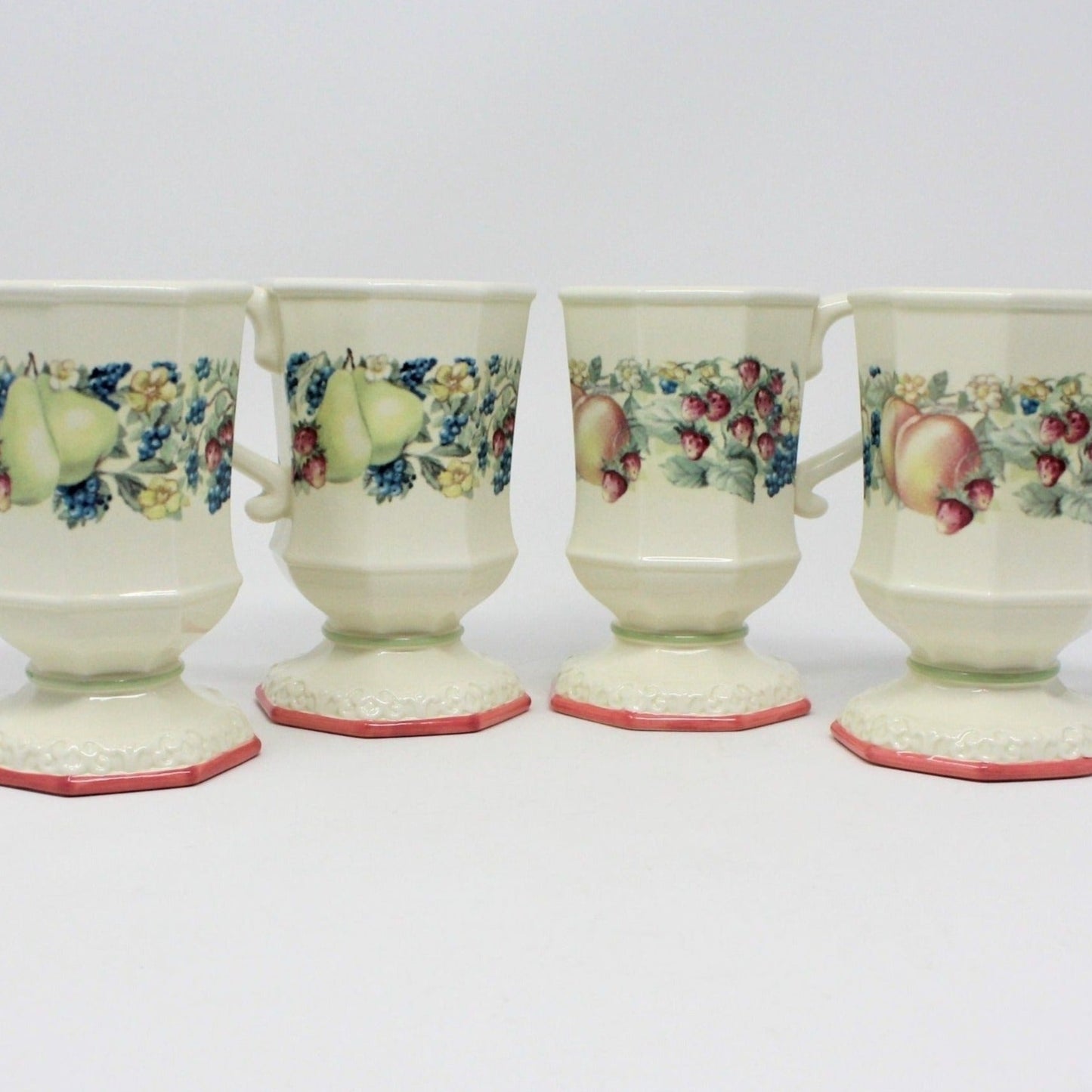 Mugs, Avon, Sweet Country Harvest, Set of 4, Pedestal, Vintage