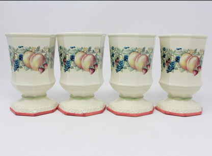 Mugs, Avon, Sweet Country Harvest, Set of 4, Pedestal, Vintage