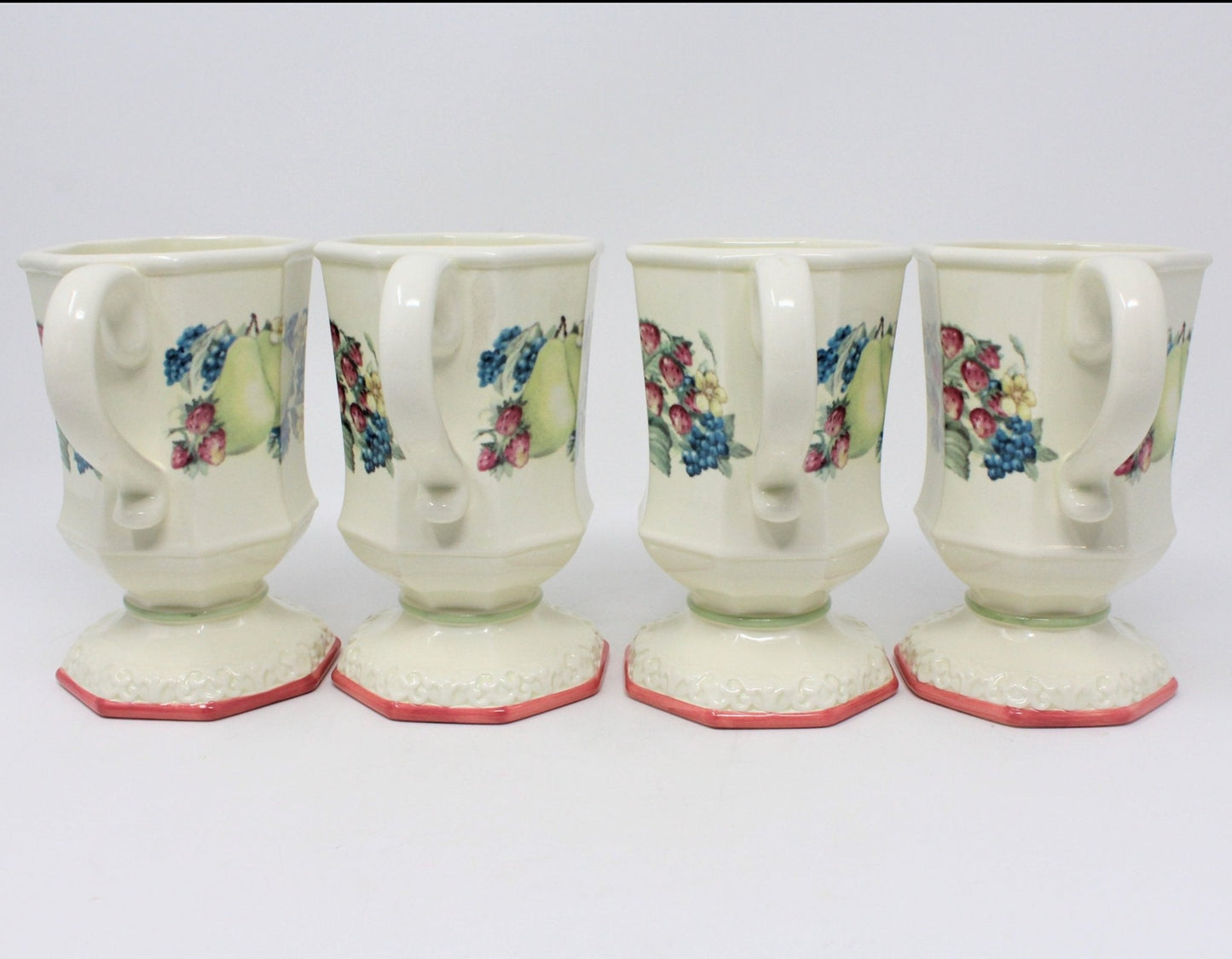 Mugs, Avon, Sweet Country Harvest, Set of 4, Pedestal, Vintage