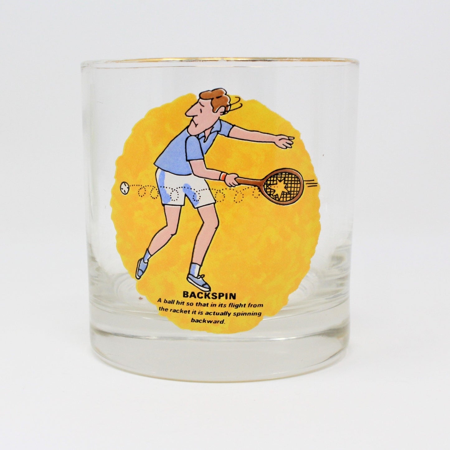 Whiskey Glass, Tennis Novelty Funny, Retro Vintage RARE