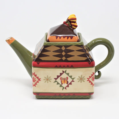 Coffee Pot, Zrike, Indian Summer, Lori Siebert Ceramic, 1990's