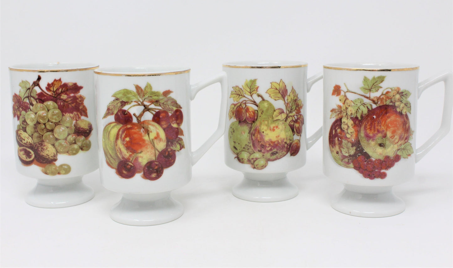 Mugs, Fruit and Nut Pedestal, Set of 4, Vintage Japan