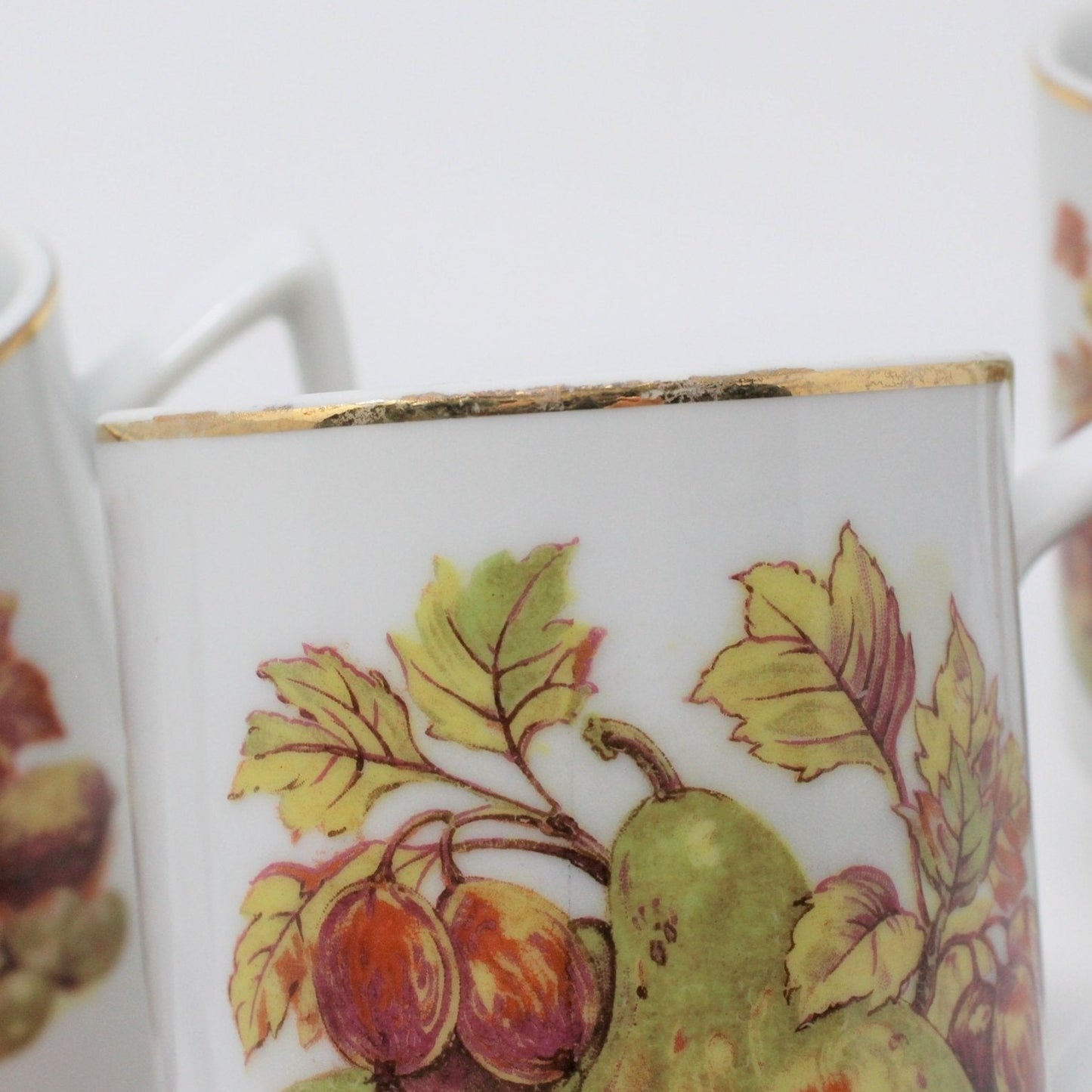 Mugs, Fruit and Nut Pedestal, Set of 4, Vintage Japan