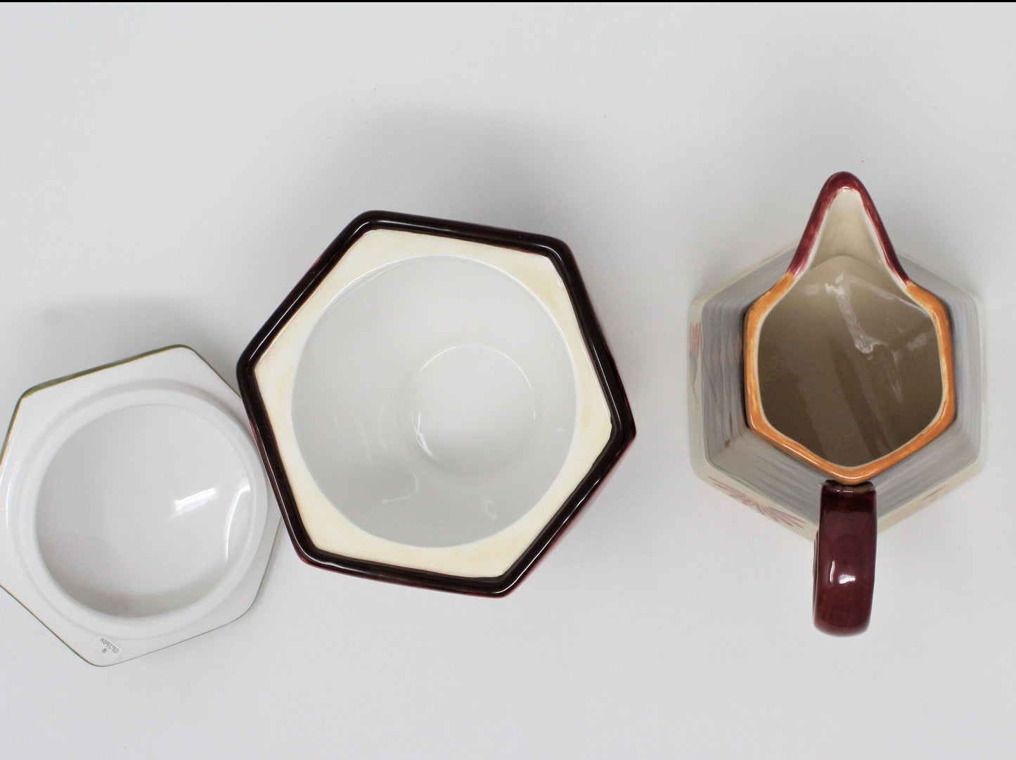 Creamer & Sugar with Lid, Zrike, Indian Summer, Lori Siebert Ceramic, 1990's