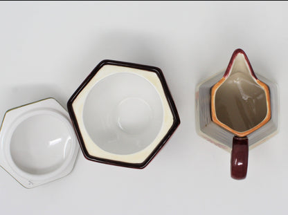Creamer & Sugar with Lid, Zrike, Indian Summer, Lori Siebert Ceramic, 1990's