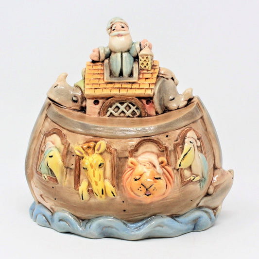 Coin Bank, Noah's Ark, Hand Painted, Ceramic