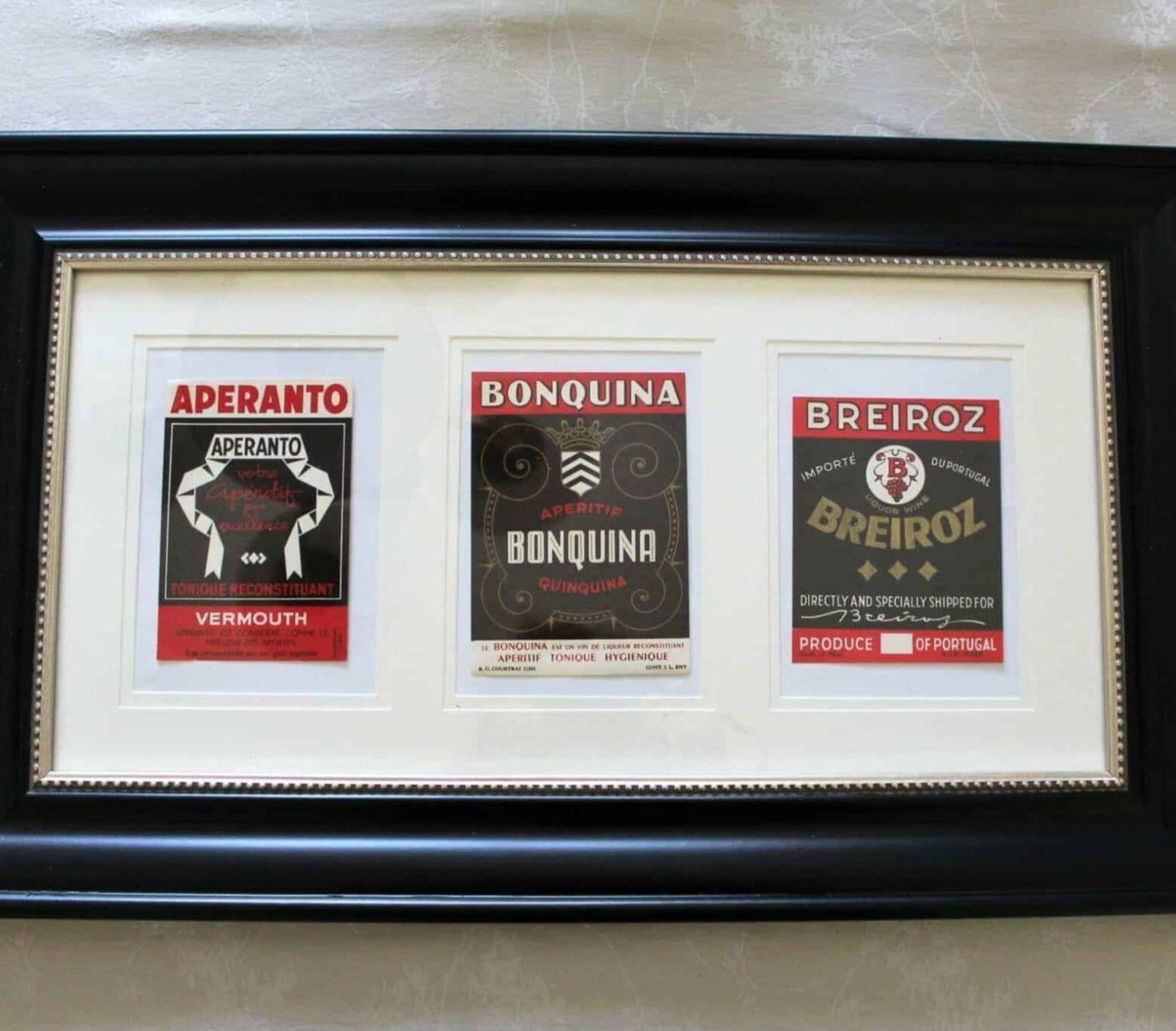 Liquor and Wine Labels, Set of 3, Red/Black, NOS, Vintage