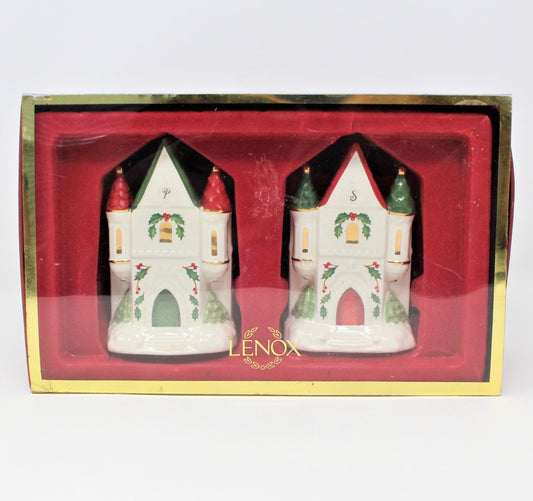 Salt and Pepper Shakers, Lenox, Holiday, Figural Castles, Vintage - SOLD