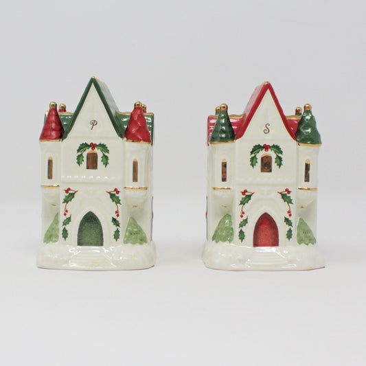 Salt and Pepper Shakers, Lenox, Holiday, Figural Castles, Vintage - SOLD