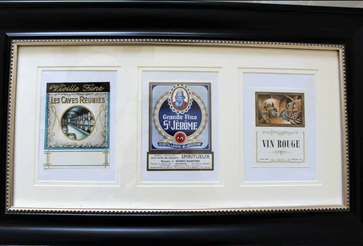 Liquor and Wine Labels, Set of 3, Blue/Gold, NOS, French Vintage
