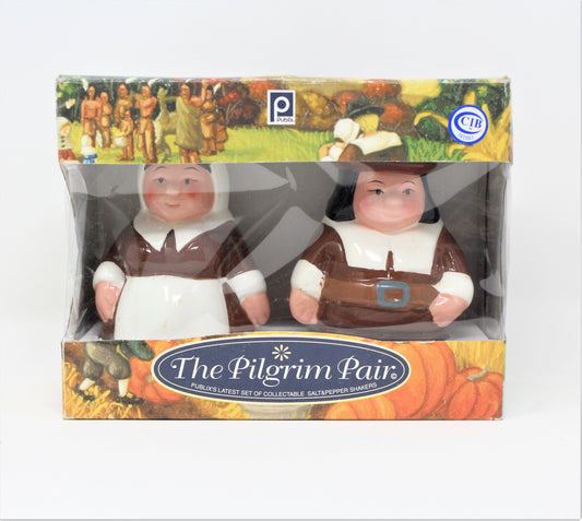Salt and Pepper Shakers, Publix Pilgrims Ceramic, In Box, 2003