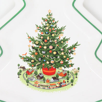 Platter, Pfaltzgraff, Christmas Tree-Shaped Serving Dish, Heritage, Hand Decorated