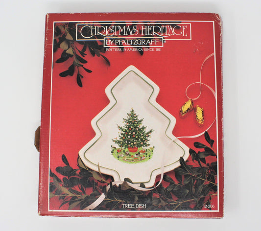 Platter, Pfaltzgraff, Christmas Tree-Shaped Serving Dish, Heritage, Hand Decorated