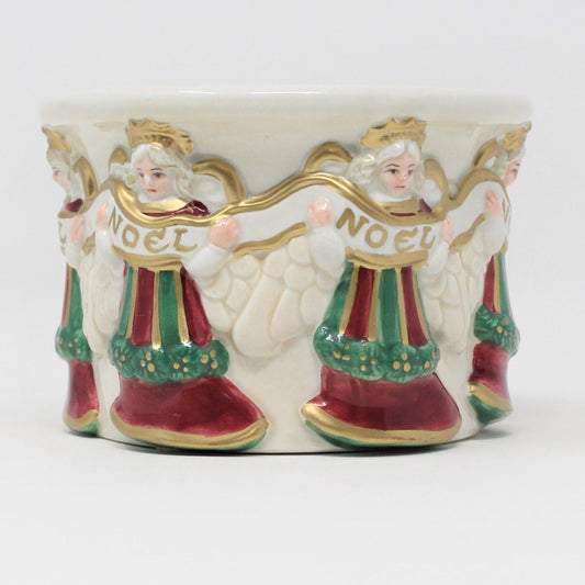 Candle Holder, Fitz and Floyd, Noel Angels, Hand Painted Pillar, Vintage