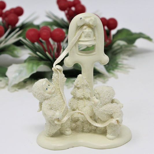 Figurine, Department 56, Snow Babies Miniature, Ring the Bells...It's Christmas!, Pewter, Vintage