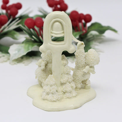 Figurine, Department 56, Snow Babies Miniature, Ring the Bells...It's Christmas!, Pewter, Vintage