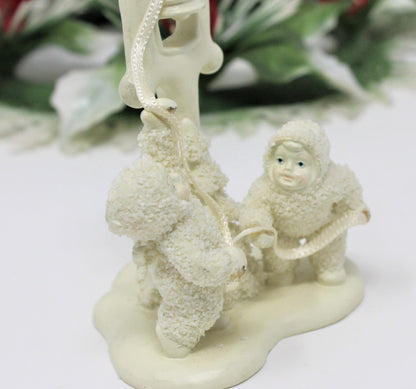 Figurine, Department 56, Snow Babies Miniature, Ring the Bells...It's Christmas!, Pewter, Vintage
