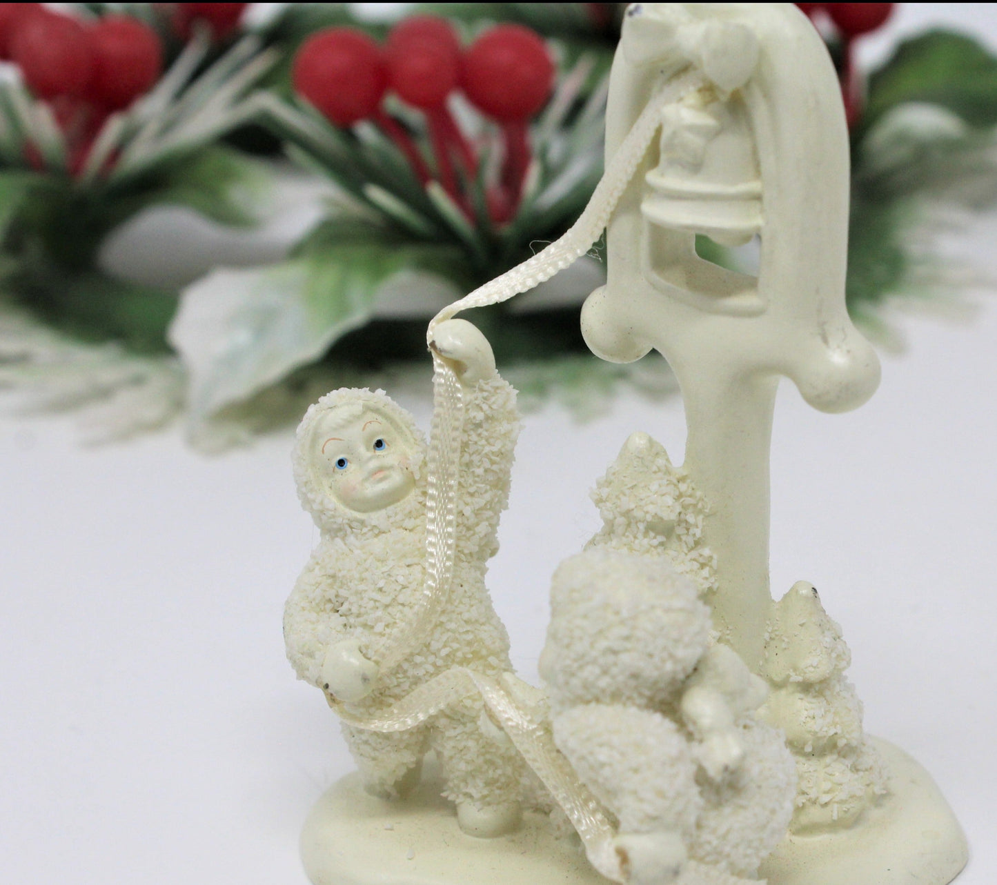 Figurine, Department 56, Snow Babies Miniature, Ring the Bells...It's Christmas!, Pewter, Vintage