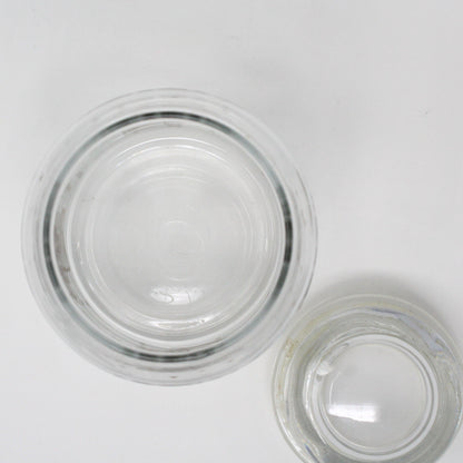 Canister, Anchor Hocking, Glass Apothecary Jar w/Lid, Herald Angels Gold & White, Vintage